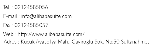 Ali Baba Suite telefon numaralar, faks, e-mail, posta adresi ve iletiim bilgileri